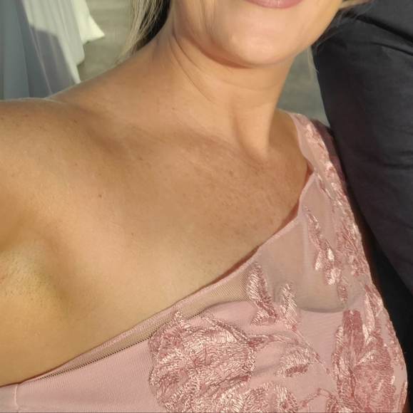 Petal Colored One Shoulder Bridesmade Dress from David's Bridal - Picture 4 of 5